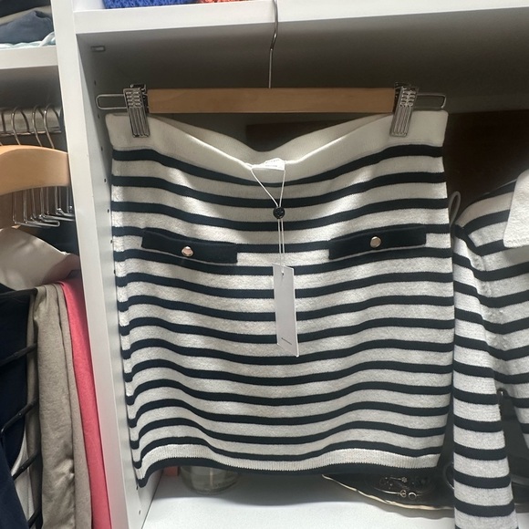 Lovers + Friends Black and White Striped Long Sleeve Top and Skirt Set - Picture 4 of 9